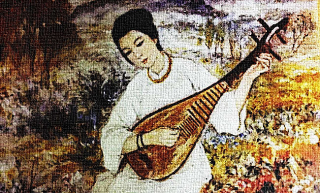 Kiều gảy đàn